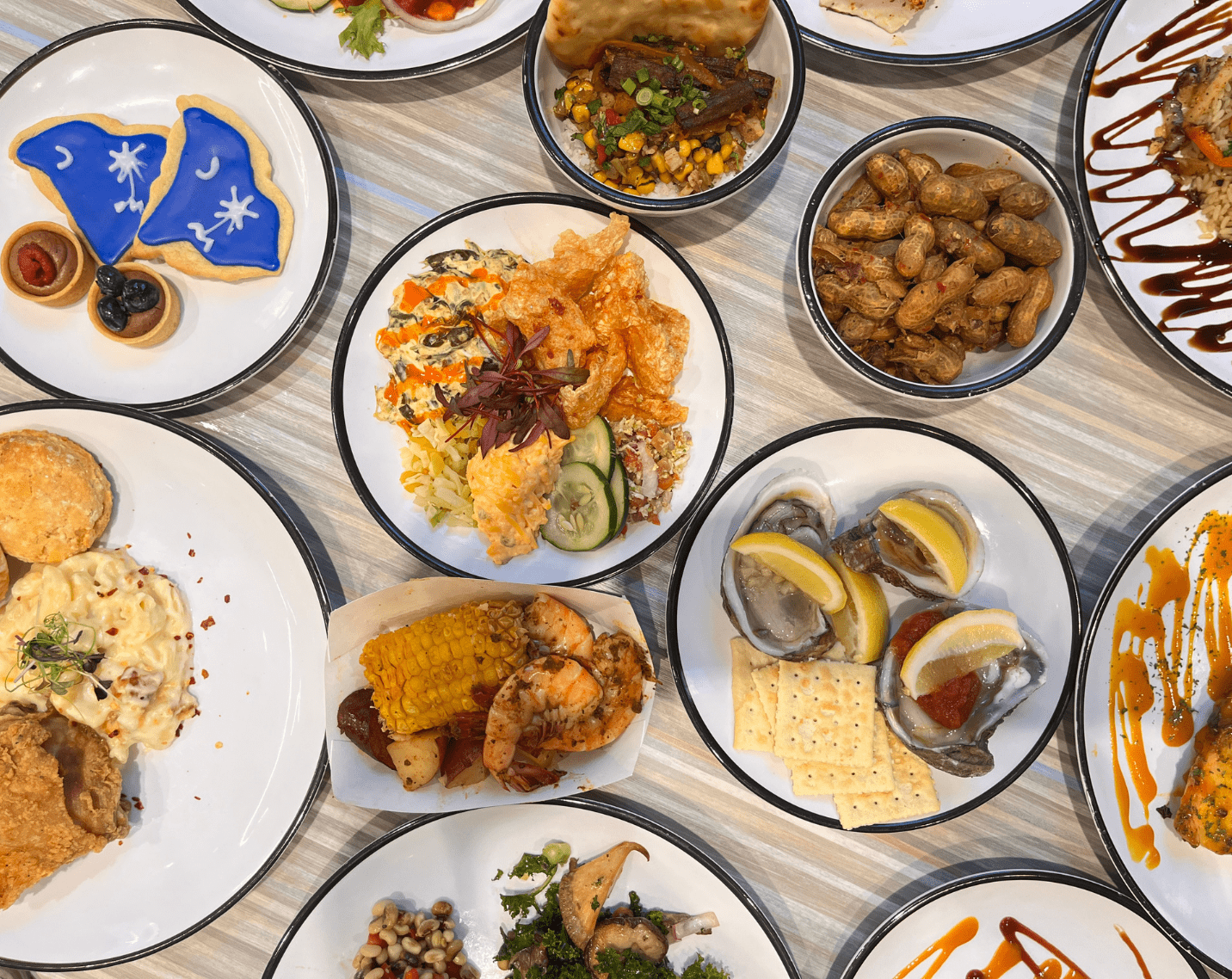 Different culinary dishes inspired by South Carolina's Lowcountry. 